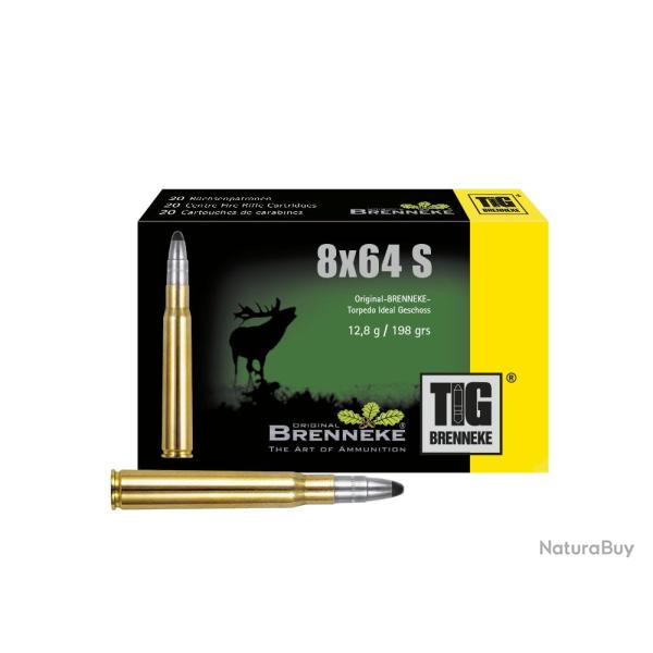 x20 munitions TIG - Torpedo Ideal Bullet 8x64 S 12,8g/198grs - BRENNEKE