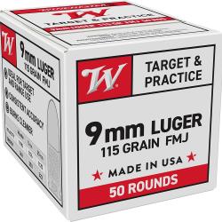 x50 BALLES 9x19MM LUGER 115 GR USA FMJ - WINCHESETER