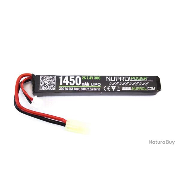 Batterie LiPo stick 7,4 v/1450 mAh 30C - 1 stick - 1450 mAh 30C - Connecteurs Mini Tamiya