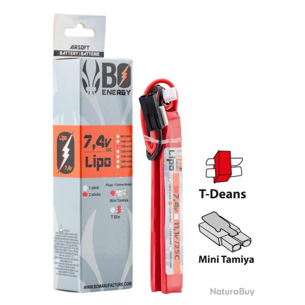 2 sticks batterie Lipo 2S 7.4V 1200mAh 25C - 2 sticks - 1200mAh 25C - T-Dean