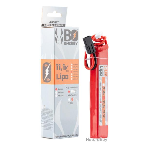 1 stick batterie Lipo 3S 11.1V 1300mAh 25C - 1 stick - 1300mAh 25C - Mini Tamyia