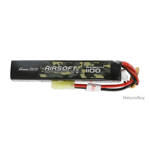 Batterie airsoft Gen Ace Lipo 11.1 V 25C 3S1P 1100mAh - 11.1v 1100 mAh T Plug