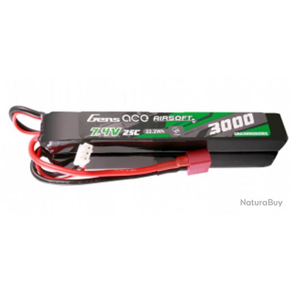 Batterie Lipo 2S 7.4V 3000mAh 25C 2 sticks Genspow - 7.4V 3000mah 25C 2 �l�ments