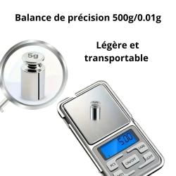 Mini balance de poche de haute pr&eacute;cision 500g/0.01g, balance &agrave; bijoux num&eacute;rique pr&eacute;cise avec &eacute;cran L