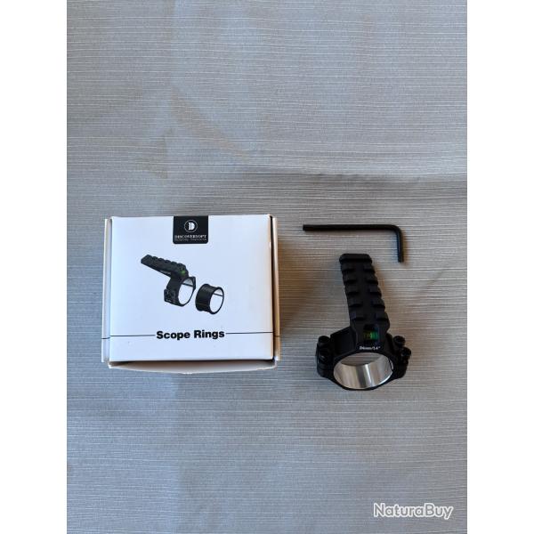 Adaptateur de colliers Discoveryopt 30 / 34 mm - Picatinny - Niveau � bulle - Aluminium 6061 - NEUF