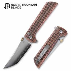 Couteau North Mountain Chop 2 Lame Tanto Acier SLD-Magic San Mai Manche Cuivre Button Lock NMB2406CO