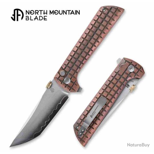 Couteau North Mountain Chop 2 Lame Tanto Acier SLD-Magic San Mai Manche Cuivre Button Lock NMB2406CO