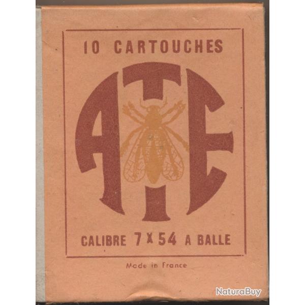 (5936) Une boite neuve 10 CART.  7x54 MAS FMJ 9 grammes par ATE France  FERMEE