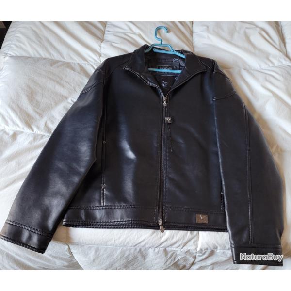 BLOUSON VINTAGE HOMME en CUIR Noir REPORTAGE NEUF