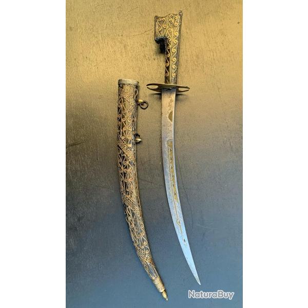 BEAU COUTEAU NIMCHA DE MARIAGE DE QUALITE, ALGERIE, FIN XIX� SIECLE, POIGNARD, MAGHREB, FLISSA