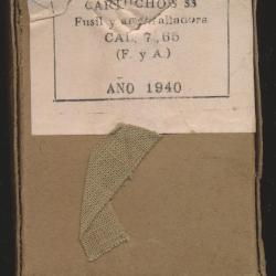 (5932) WW2 belle boite neuve  15 cart. Cal. 7,65x53 MAUSER contrat Argentin par F.N. balle SS 1940