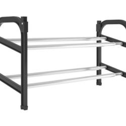 Meuble chaussures extensible aluminium 2 &eacute;tag&egrave;res 119x24x37 cm