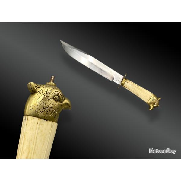 COUTEAU BOWIE PAR WILKINSON AND SON SHEFFIELD - POMMEAU T�TE D'OISEAU -  Royaume-Uni, XIX�me si�cle