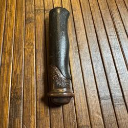 PI&Egrave;CE &Eacute;P&Eacute;E - SABRE FUS&Eacute;E EN CORNE ET POMMEAU BRONZE AUX FEUILLES DE CH&Ecirc;NES ET LAURIERS