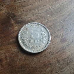 monnaie  r&eacute;public india 5 rupees  1997