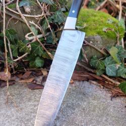 Couteau De Cuisine de Chef Lame Acier Damas 256 Couches Manche R&eacute;sine/Acier Fabrication Artisanale