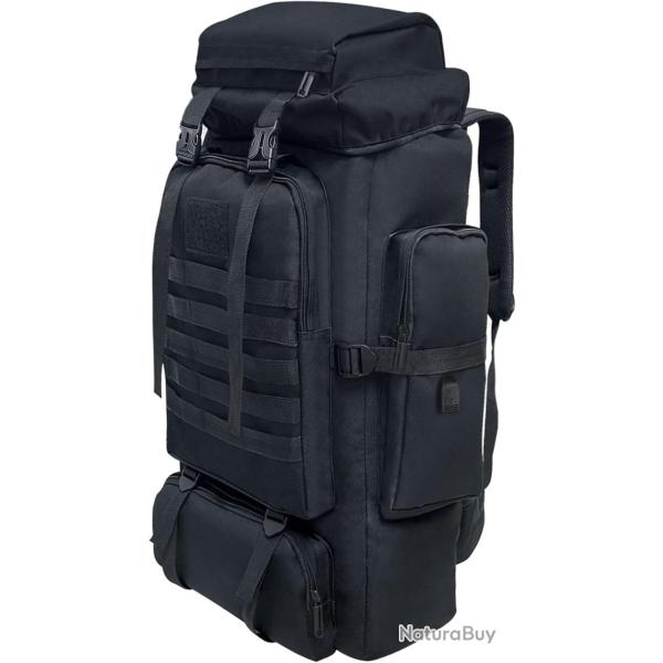 Sac � dos 80LTactique Militaire Molle  Grande Capacit� Imperm�able Escalade Randonn�e Chasse Noir
