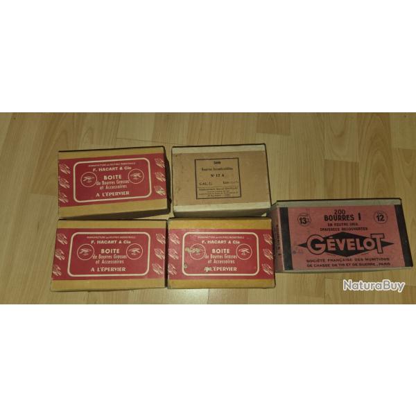 1300 bourres calibre 12  x 300 cartons glaces /300 cartons de fermeture