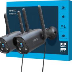 Lot de x2 Cam&eacute;ras de Surveillance Ext&eacute;rieure Wifi, Vision Nocturne, D&eacute;tection AI, Enregistrement 24/