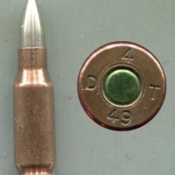 7.5 X 38 Suisse Exp&eacute;rimental Mle 1949 - TRES RARE calibre suisse - de plus avec &eacute;tui laiton cuivr&eacute;