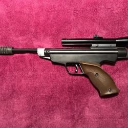 DIANA MOD. 5 , pistolet &agrave; air comprim&eacute; avec lunette.