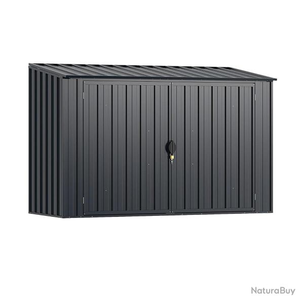 Abri de rangement ext�rieur en m�tal 193 x 86 x 127 cm s�curis� avec toit ouvrable contemporain en