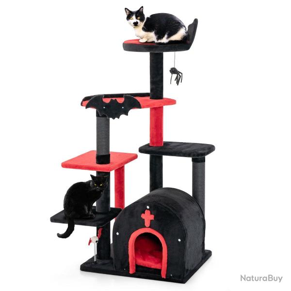 Arbre � chat gothique lot de 1 58 x 48 x 134 cm avec 6 niveaux d'activit�s et ambiance cosy en tiss