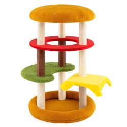 Arbre &agrave; chat moderne 60 x 106 cm avec plusieurs niveaux ludiques perchoir rembourr&eacute; design color&eacute; e