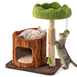 Arbre &agrave; chat multifonction avec perchoir large 60 x 46 x 73 cm pour confort et jeu en sisal marron