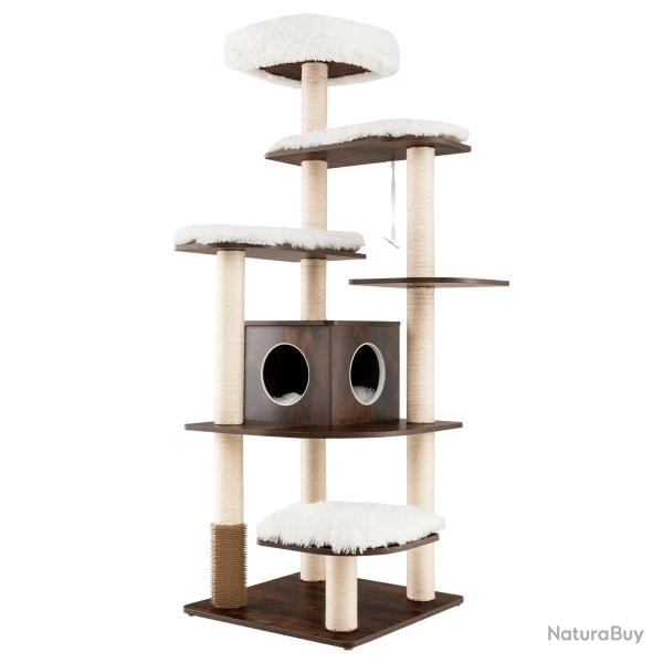 Arbre � chat 176 x 86,5 x 86,5 cm avec 6 niveaux pratique et confortable en panneaux de particules