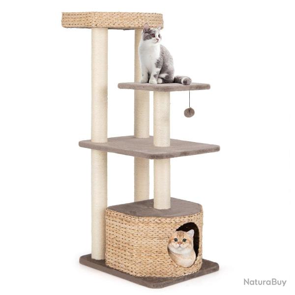 Arbre � chat tour 60 x 48 x 131 cm 4 niveaux confortable perchoir et condo en quenouille caf� 20_00