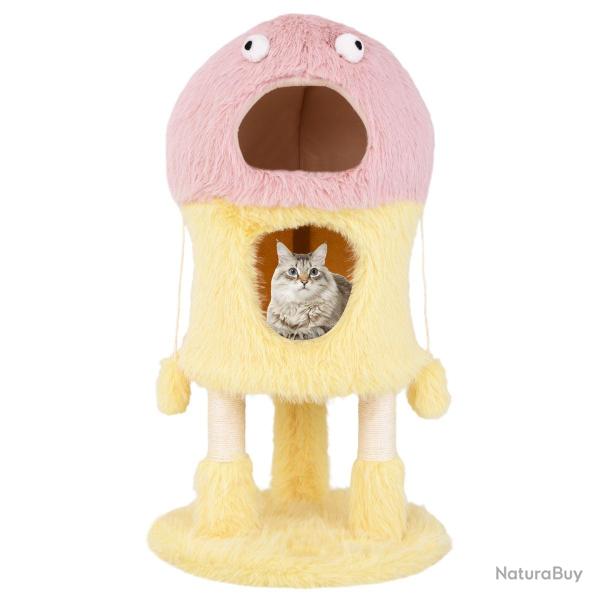 Arbre � chat original design fantaisiste 48 x 93 cm 2 condos confortables griffoir en sisal jouets