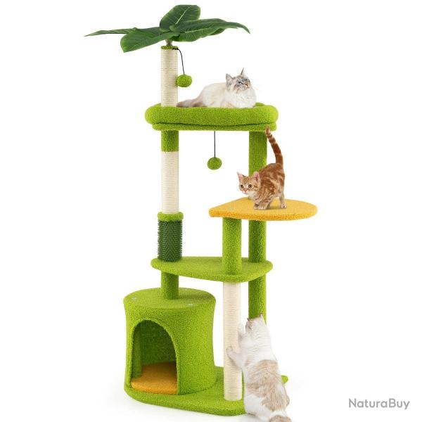 Arbre � chat mignon multi-niveaux 122 x 48 x 40 cm avec perchoir rembourr� et plates-formes de saut