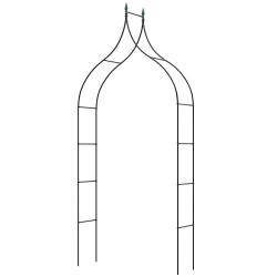 Arche de jardin 140 x 38 x 255 cm pour plantes grimpantes en m&eacute;tal d&eacute;coratif moderne en fer noir 20