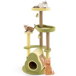 Arbre &agrave; chat en forme d'avocat multi-niveaux 59 x 59 x 125 cm assise ergonomique ambiance cosy en b