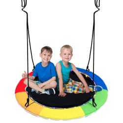 Balan&ccedil;oire soucoupe 100 cm 300 kg pour 4 enfants avec lumi&egrave;res color&eacute;es 8 modes ambiance cosy en ti
