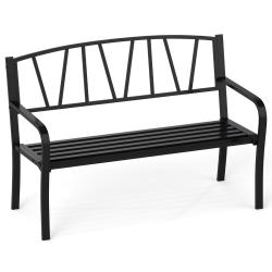 Banc de jardin en m&eacute;tal 128 x 60 x 86 cm confortable pour 2-3 personnes design moderne ambiance cos