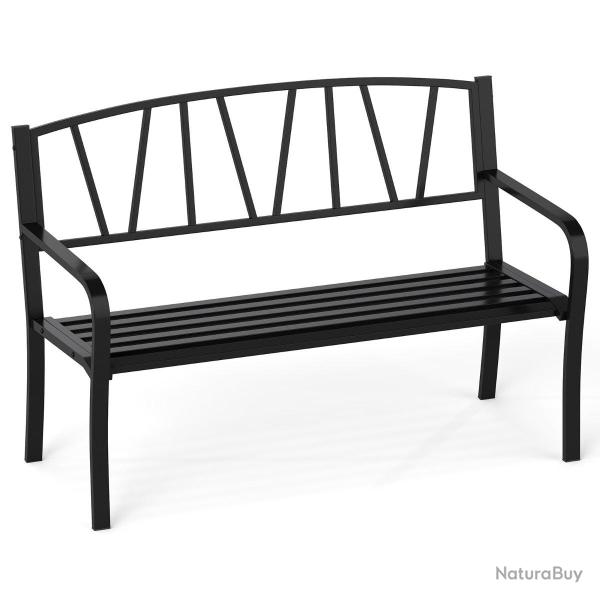 Banc de jardin en m�tal 128 x 60 x 86 cm confortable pour 2-3 personnes design moderne ambiance cos