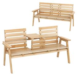 Banc d'ext&eacute;rieur avec table pliante 160 x 64 x 86 cm capacit&eacute; 320 kg confort d'assise rustique en b