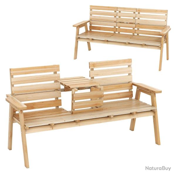 Banc d'ext�rieur avec table pliante 160 x 64 x 86 cm capacit� 320 kg confort d'assise rustique en b