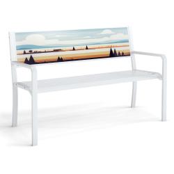 Banc de jardin 128 x 53 x 81,5 cm avec accoudoirs confortables et dossier d&eacute;coratif style contempor