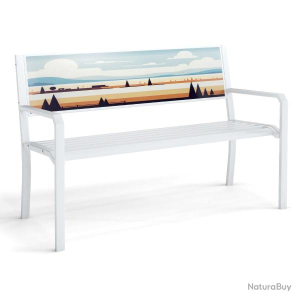 Banc de jardin 128 x 53 x 81,5 cm avec accoudoirs confortables et dossier d�coratif style contempor