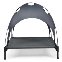 Lit pour chien sur&eacute;lev&eacute; 105 x 87 x 89 cm confortable et imperm&eacute;able en tissu polyester gris 20_0012