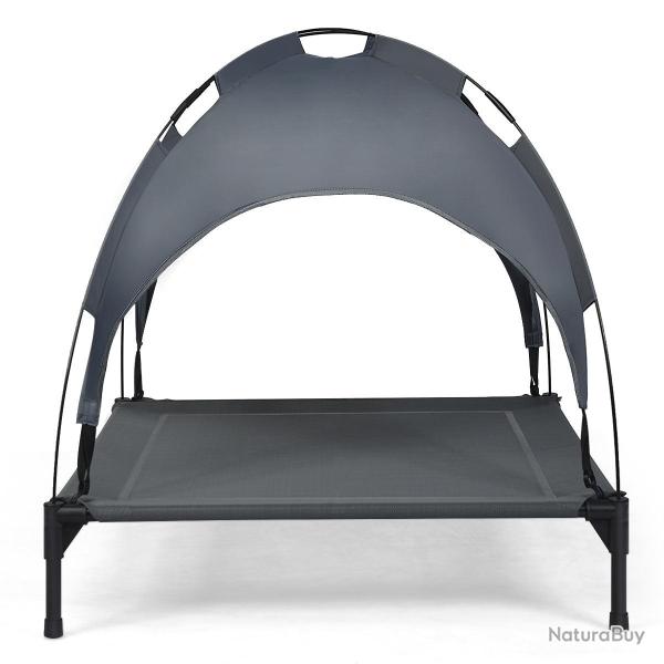 Lit pour chien sur�lev� 105 x 87 x 89 cm confortable et imperm�able en tissu polyester gris 20_0012