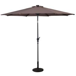 Parasol inclinable 300 cm avec 24 lumi&egrave;res led r&eacute;glable pour jardin et terrasse design en polyester