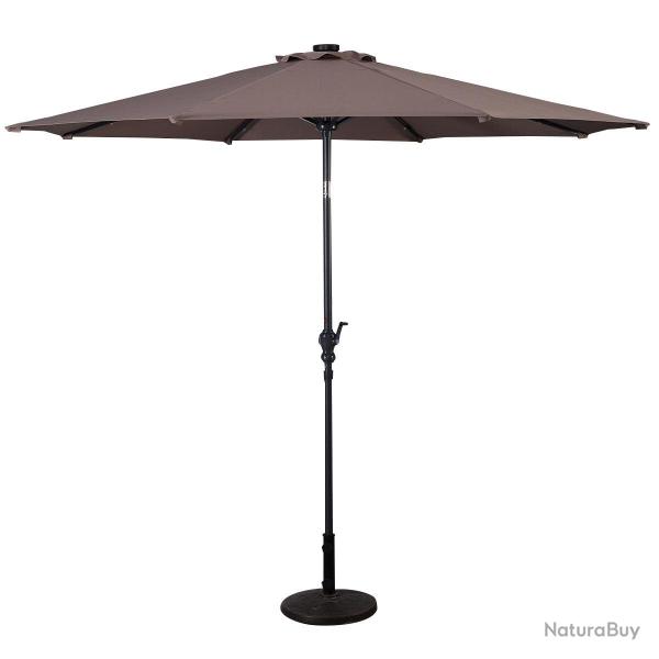Parasol inclinable 300 cm avec 24 lumi�res led r�glable pour jardin et terrasse design en polyester