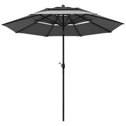 Parasol auto-inclinable 300 x 244 cm 3 niveaux double ventilation facile &agrave; assembler en aluminium g