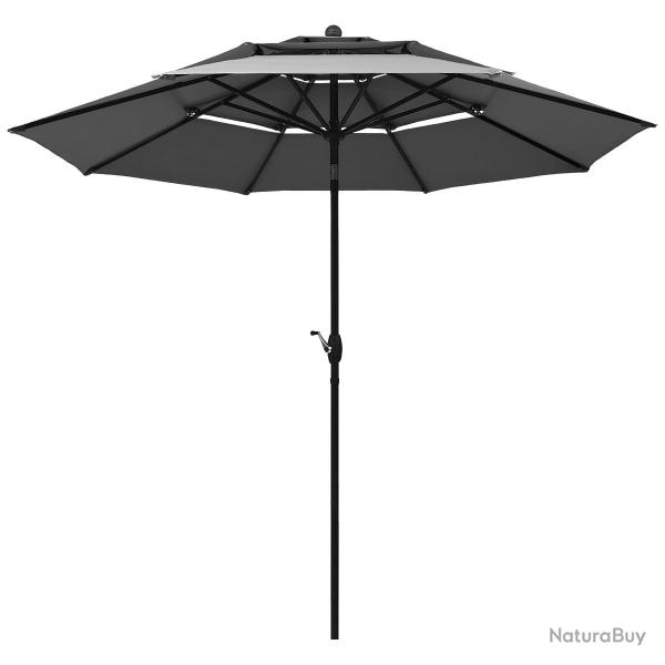 Parasol auto-inclinable 300 x 244 cm 3 niveaux double ventilation facile � assembler en aluminium g