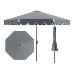 Parasol de patio 300 x 251 cm avec inclinaison r&eacute;glable et manivelle design &eacute;l&eacute;gant en polyester gr