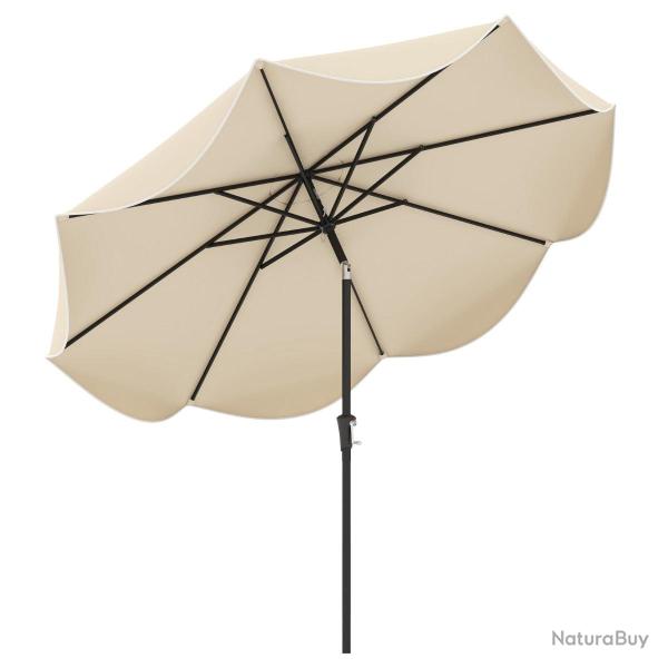 Parasol de patio 280 x 245 cm inclinaison � bouton-poussoir confortable moderne en polyester beige